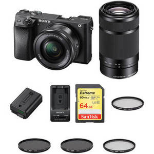 a6300 Mirrorless Digital Camera with 16-50mm and 55-210mm Lenses and Accessories Kit