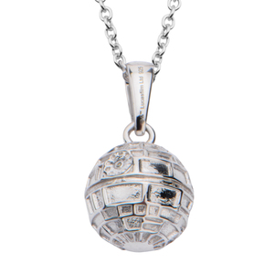 Star Wars Women's 925 Sterling Silver Death Star 3D Pendant, 18&quot;
