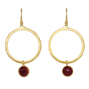 Lita Dyed Ruby Round Hoop Earrings