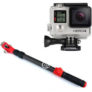 HERO4 Silver & Carbon Fiber Orbit Pole Cinema Stick Red Kit