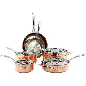 10pc Tri-Ply Hammered Copper & Stainless Steel Cookware Set