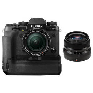 X-T2 Mirrorless Digital Camera with 18-55mm and 35mm Lenses and Battery Grip Kit