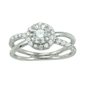 3/4CTW 14K WG Diamond X Ring - Size 7 Only
