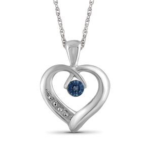 JewelonFire Blue Diamond Accent Sterling Silver Heart Pendant
