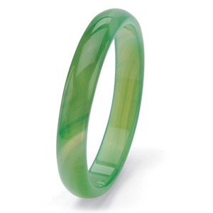 PalmBeach Jewelry Genuine Green Agate Bangle Bracelet 9&quot;