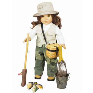 The Queen's Treasures Fishing Adventure Set, Includes Pants, Shirt, Vest, Hat, Hiking Boots, Pole, Fish, and So Much More! Fits 18 Inch Girl Dolls.