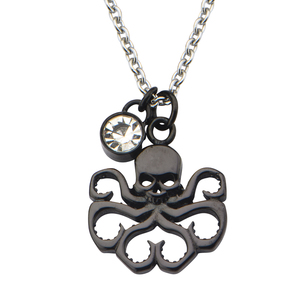 Marvel Women's Black-Plated Cubic Zirconia Hydra Pendant, 18&quot;