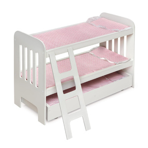 Badger Basket Trundle Doll Bunk Beds with Ladder - Pink Gingham