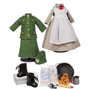 The Queen's Treasures Salvation Army Complete 18 inch Doll Clothing & Accessory Set. Complete with 2 Outfits, a Pair of Boots, and Doughnut Bake Set!