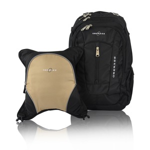 Obersee Bern Diaper Bag Backpack with Detachable Cooler, Black/Sand