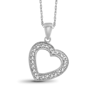 JewelonFire White Diamond Accent Sterling Silver Heart Pendant