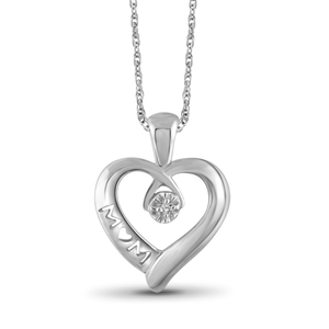 JewelonFire White Diamond Accent Sterling Silver Heart Pendant
