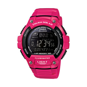 Solar Powered Sports Watch w/Lap Memory - Glossy Pink/Black
