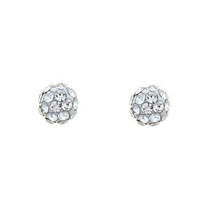 Sterling Silver 4mm White Crystal Ball Stud Earring
