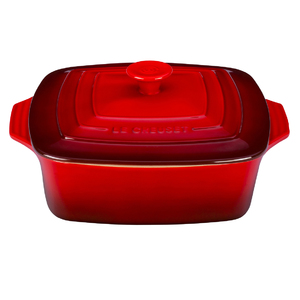 2.75Qt. Covered Stoneware Square Casserole Cherry