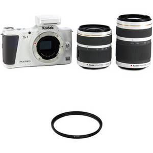 KODAK PIXPRO S-1 Mirrorless Digital Camera with 12-45mm and 42.5-160mm Lenses and Accessory Kit (White)