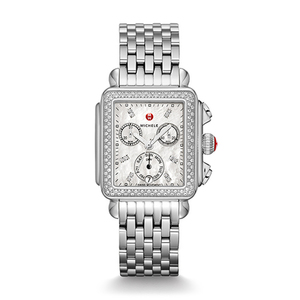 Ladies Signature Deco Silver-Tone Diamond Watch Mother of Pearl