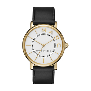 Ladies Roxy Black Leather Strap Watch White Dial