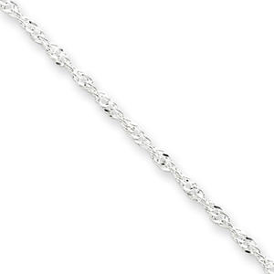 Sterling Silver Singapore With ext Anklet - 9 Inch - Spring Ring