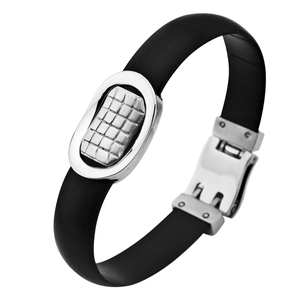 Inox Jewelry Women's Rubber with Stainless Steel Victoria Lap Bracelet, 8.5"
