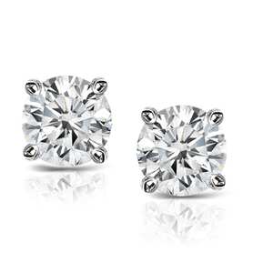 14k White Gold 2ct TDW Diamond 4-prong Certified Stud Earrings (H-I, I2)