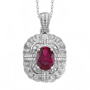 JewelonFire 2 Carat T.G.W. Ruby And White Diamond Accent Sterling Silver Pendant