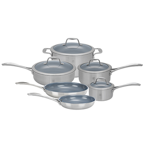 10pc Stainless Steel Ceramic Nonstick Cookware Set