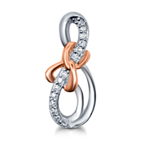 Sterling Silver 1/10 Ctw Bow Drop Pendant