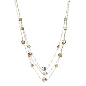 3 Row Sterling Silver Chain and Swarovski Elements Bib Necklace