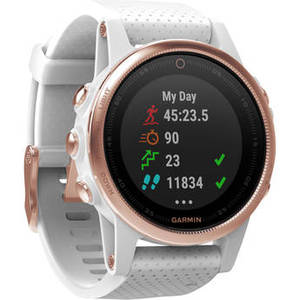 fenix 5S Sapphire Edition Multi-Sport Training GPS Watch (Rose Goldtone, White Band)