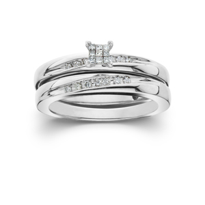 Diamond Bridal Set 1/6 CTTW 10KT WG Size 7 - Size 7 Only