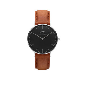 Classic Black Durham 36mm Silver Case w/ Light Brown Leather Strap