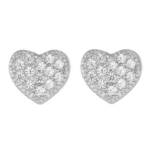 Ladies Sterling Silver Cubic Zirconia Heart Earrings