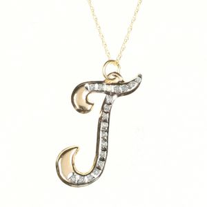 Diamond Fascination 14k Yellow Gold Diamond Accent &quot;T&quot; Pendant