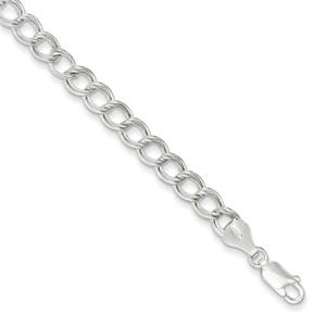 Sterling Silver Double Link Charm Bracelet - 8 Inch - Lobster Claw