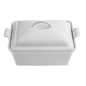 2.5qt Stoneware Covered Square Casserole White