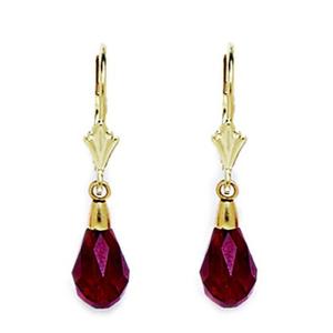 14k Yellow Gold Garnet-color Red 9x6mm Swarovski Element Pear Drop Leverback Earrings - Measures 29x6mm