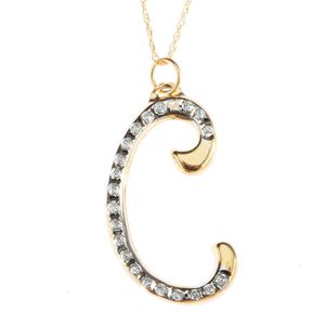 Diamond Fascination 14k Yellow Gold Diamond Accent "C"  Pendant