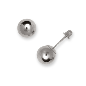 14k White Gold 8mm Polished Ball Stud Screwback Earrings