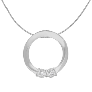 Sterling Silver 0.1 CTTW Round Cut Diamond Circle Pendant Necklace (I-J, I3)