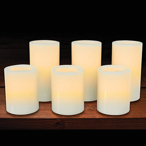 Flameless Pure Paraffin LED Pillar Candle Set 6 Candles