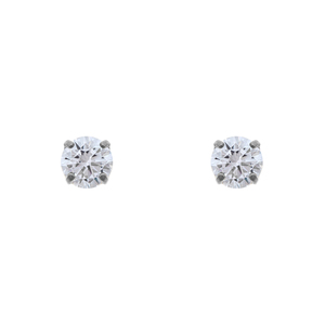 14K White Gold 3mm Round Cubic Zirconia Stud Earrings