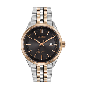 Mens Eco-Drive Two-Tone Watch Black Dial