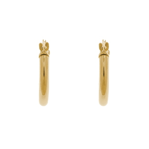 14K Yellow Gold 14mm Click Hoop Earrings