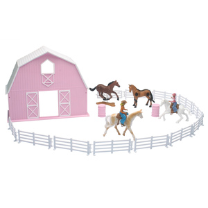 New-Ray Pink Barn Horse Set
