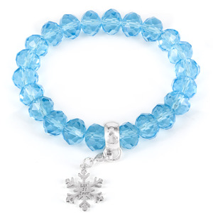 West Coast Jewelry Winter Wonderland Snowflake and Blue Bead Stretch Bracelet