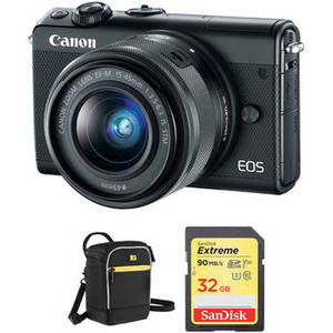 EOS M100 Mirrorless Digital Camera with 15-45mm Lens and Accessories Kit (Black)
