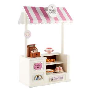 The Queen's Treasures Bake Concession Shoppe & Changeable Signs for 18&quot; American Girl  Doll Table, canopy, register, money