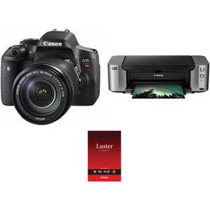 EOS Rebel T6i DSLR Camera with 18-135mm Lens and Inkjet Printer Kit