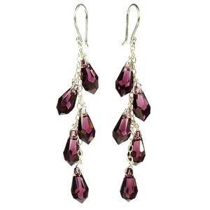 Lita Sterling Silver Swarovski Amethyst Colored Drop Earrings